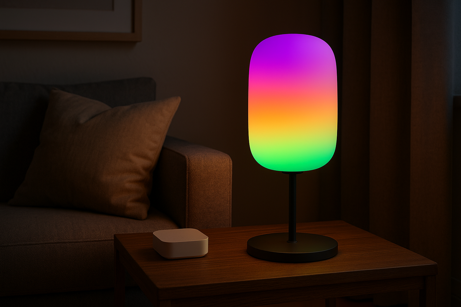 Skab en unik stemning med en rgb bordlampe i dit hjem - Illustration