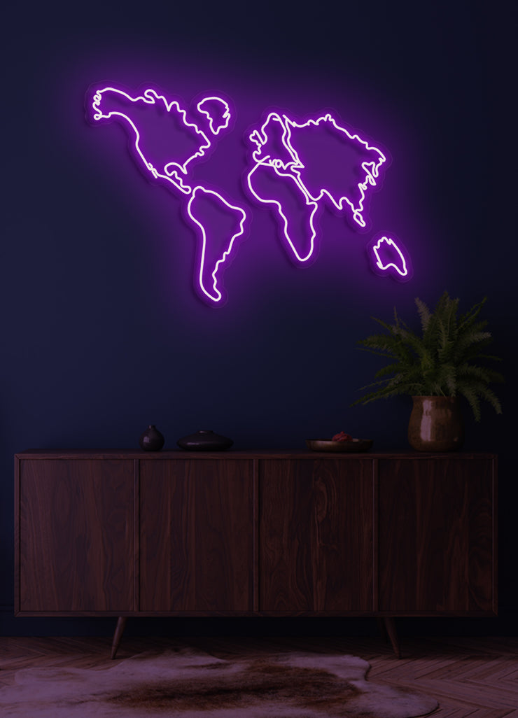 World map - LED Neon skilt