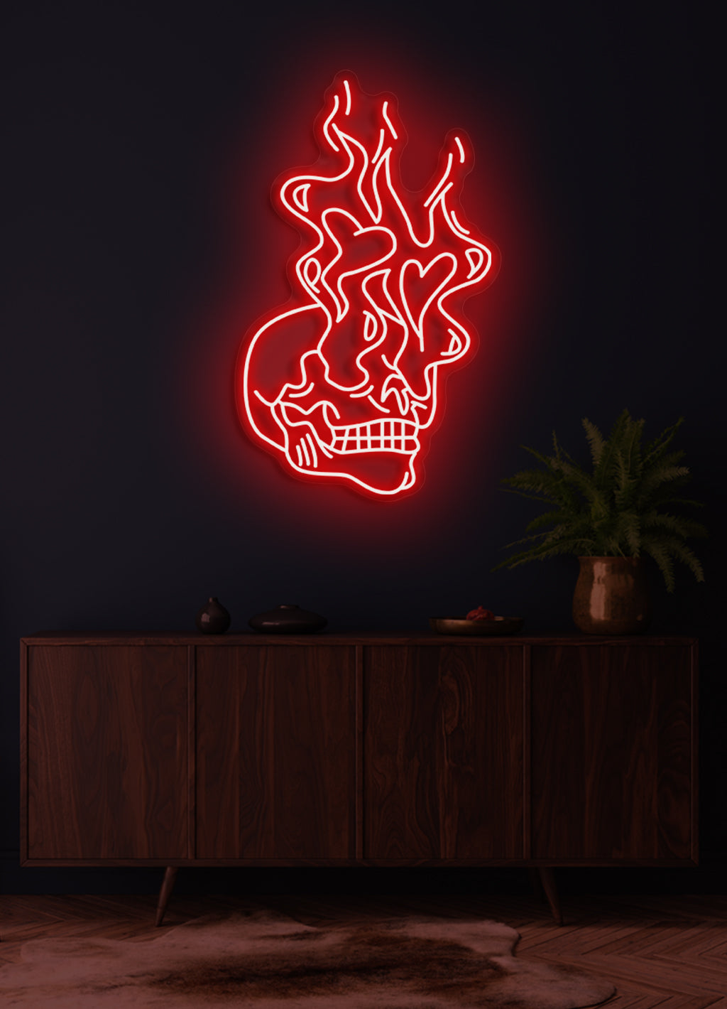 Burning skull - LED Neon skilt