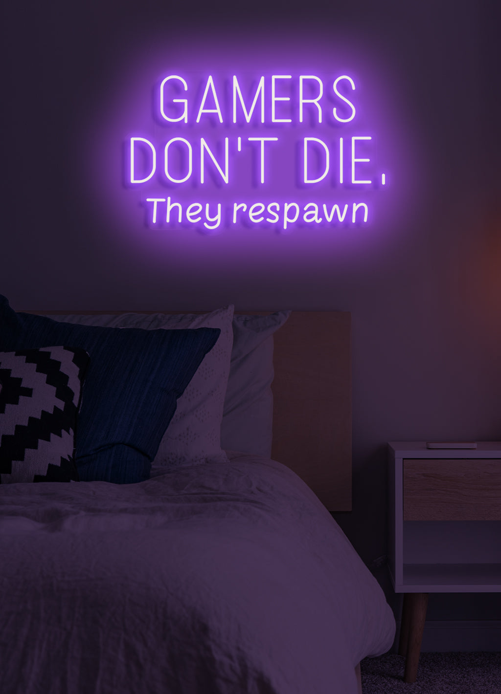 Gamers don't die, they respawn - LED Neon skilt