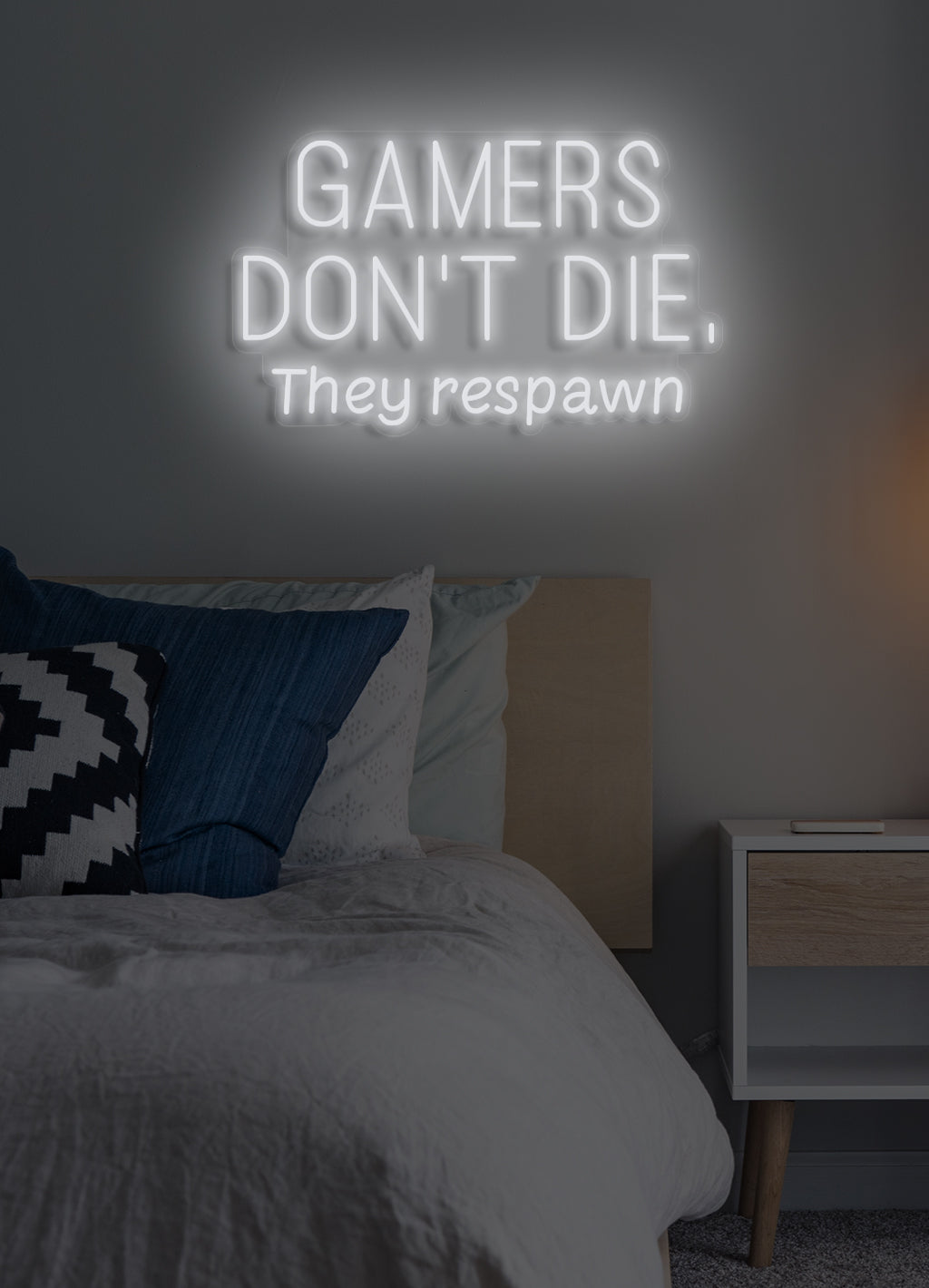 Gamers don't die, they respawn - LED Neon skilt