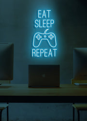 Eat Sleep Game Repeat - LED Neon skilt