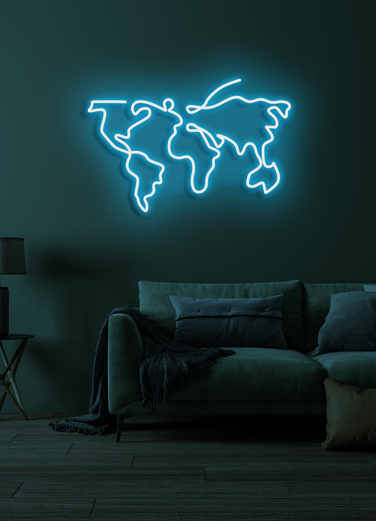 World map  - LED Neon skilt